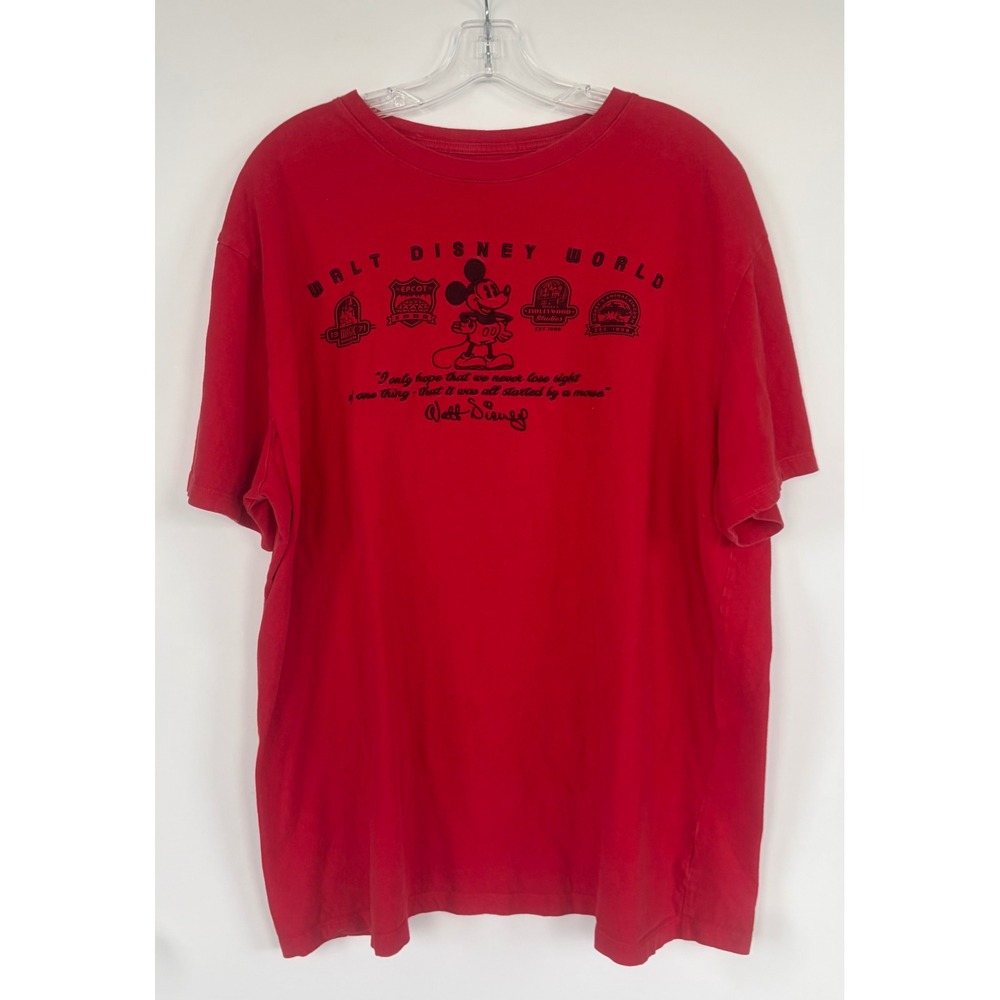 Disney Parks Walt Disney World Mickey Mouse Red Graphic Tee Shirt Mens XL